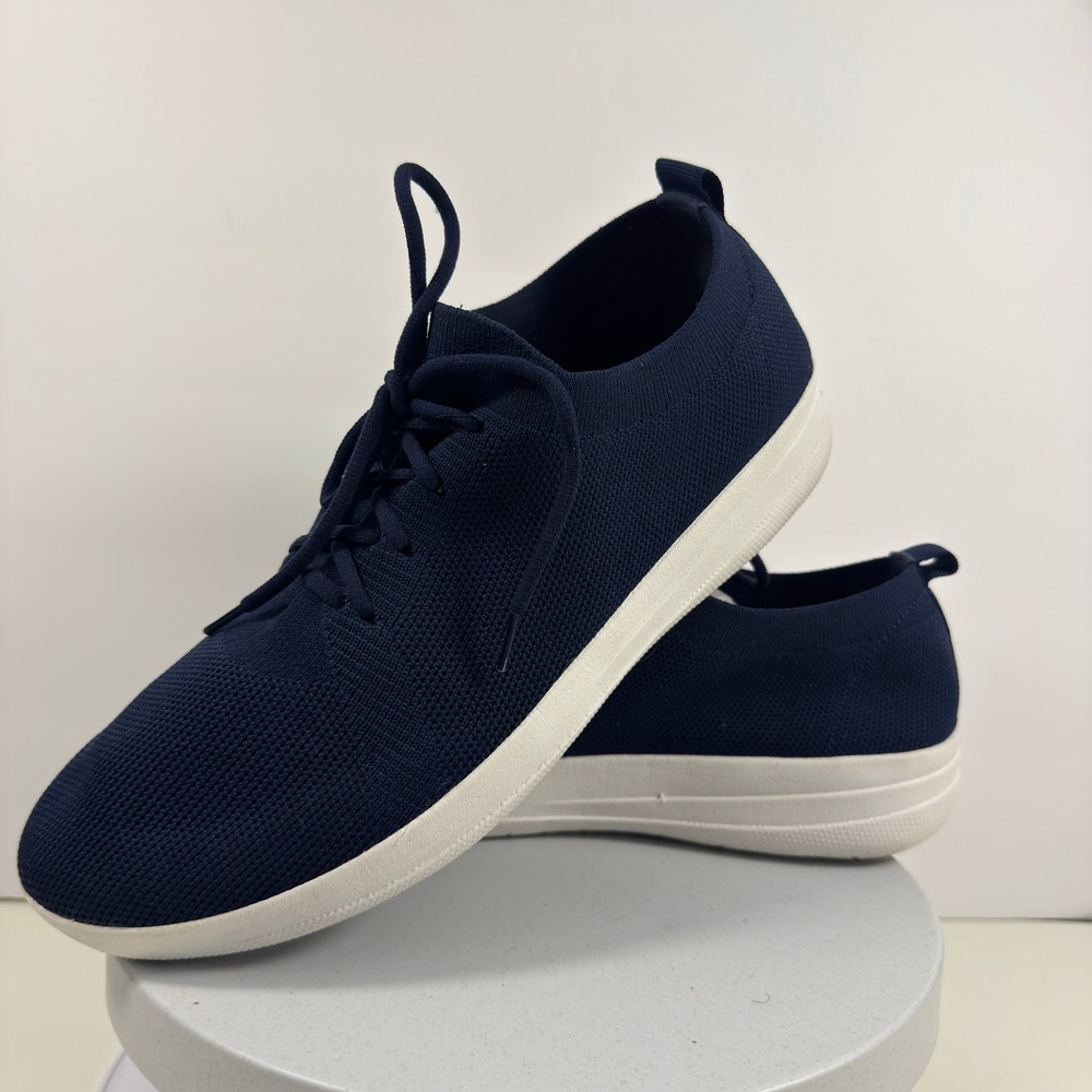 FitFlop Rally Navy‎ Blue Engineered Knit Lace Up Sneakers Mens Casual Shoes 11